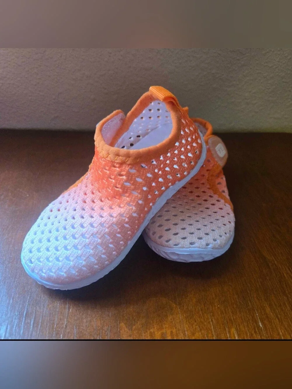 Toddler Size 5 Lightweight Slip-On Sneakers - Orange White